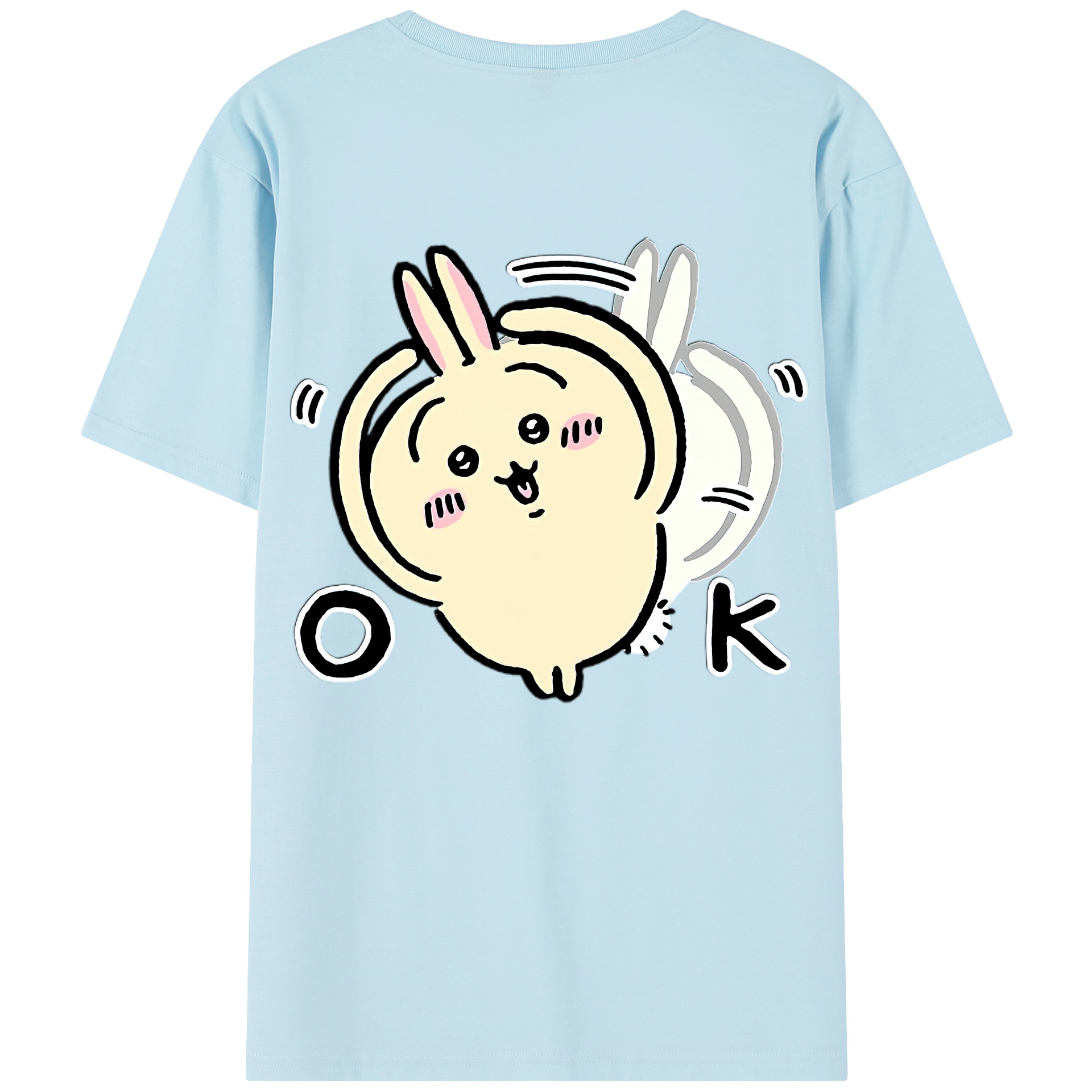 （画像用） ちいかわ うさぎ Chii-kawa usagi 綿100％半袖Tシャツ（背面プリント）